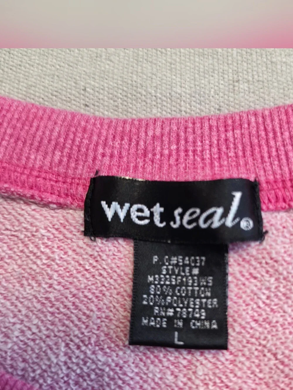 Wet Seal Sweatshirt Front Pockets Pink Women's Size L